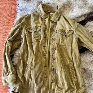 Free People Olive Green Corduroy Button Jacket